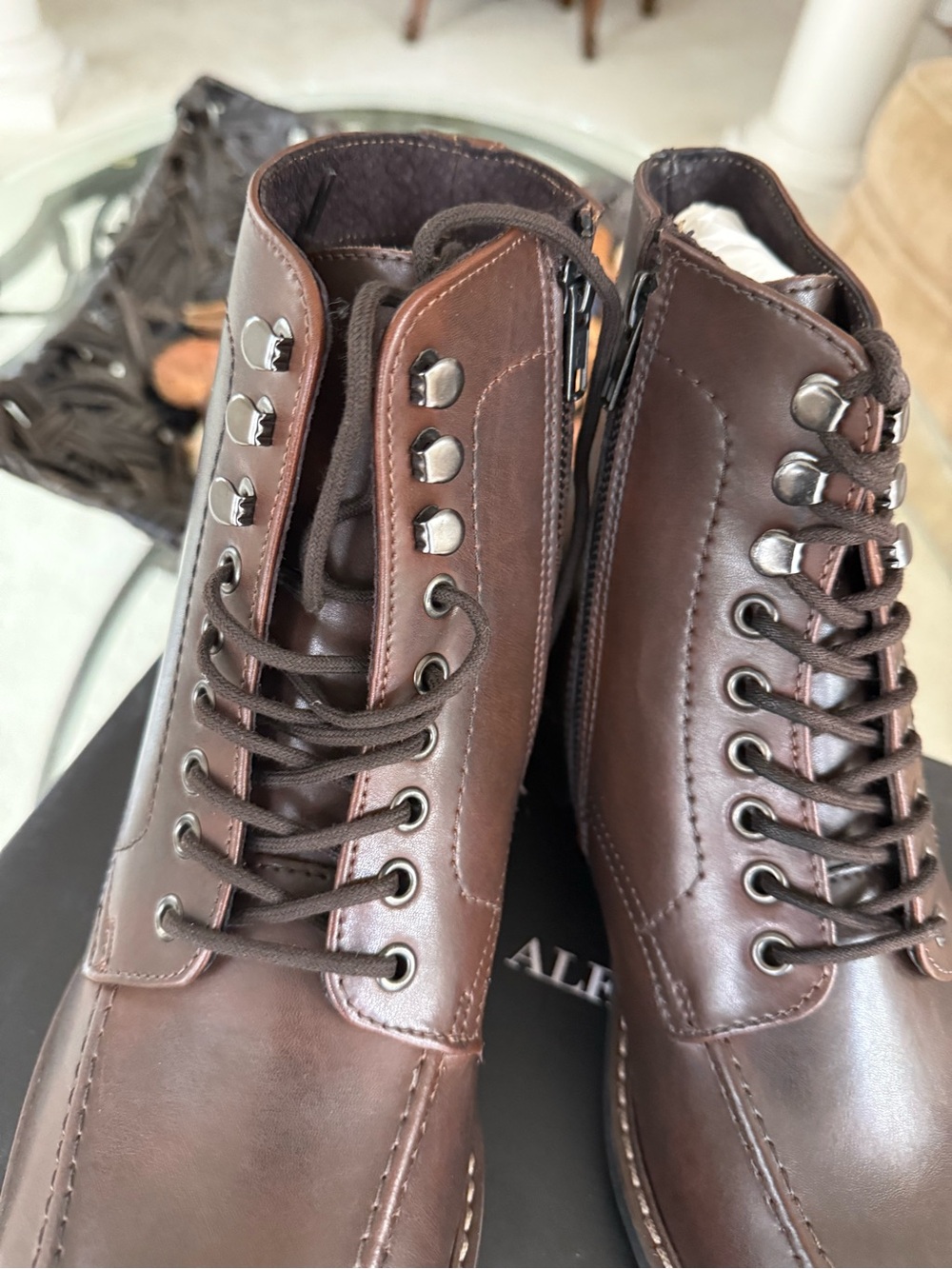 Alfani Men's Dark Brown Leather Lace-Up Ankle Boots